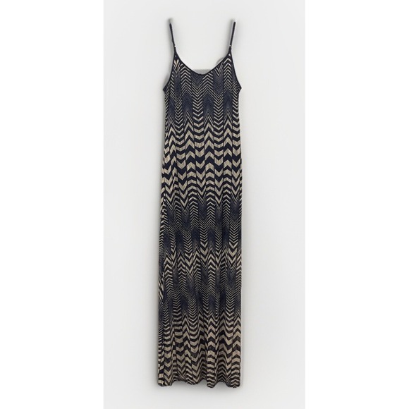 Fire Los Angeles Blue Chevron Spaghetti‎ Strap Tank Top Maxi Dress Large NWT - Picture 1 of 9
